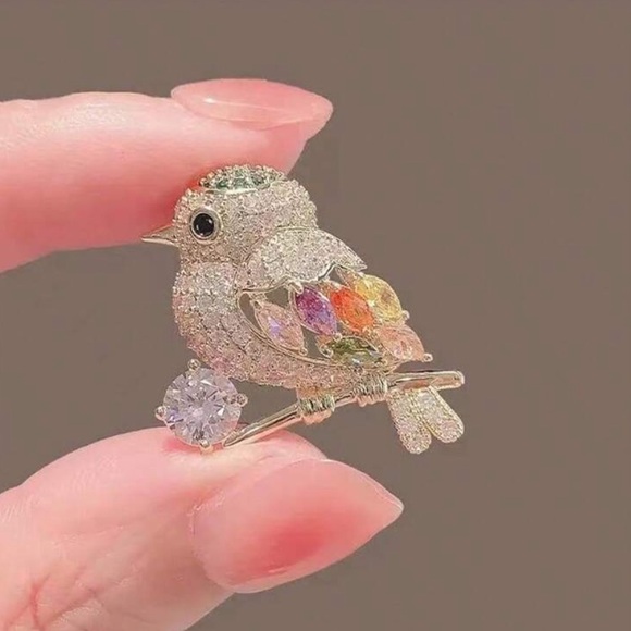 Cubic Zirconia Bird Pin - Picture 3 of 7